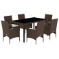 vidaXL Juego de comedor de jardín 7 pzas con cojines ratán PE marrón vidaXL Juego de comedor de jardín 7 pzas con cojines ratán PE marrón