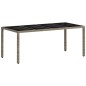vidaXL Set de comedor jardín 9 piezas y cojines ratán PE y vidrio gris vidaXL Set de comedor jardín 9 piezas y cojines ratán PE y vidrio gris