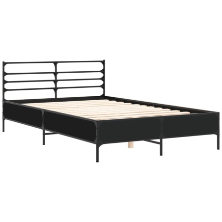 vidaXL Estructura de cama madera de ingeniería y metal negro 140x190cm