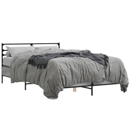 vidaXL Estructura cama madera ingeniería metal gris Sonoma 140x190 cm