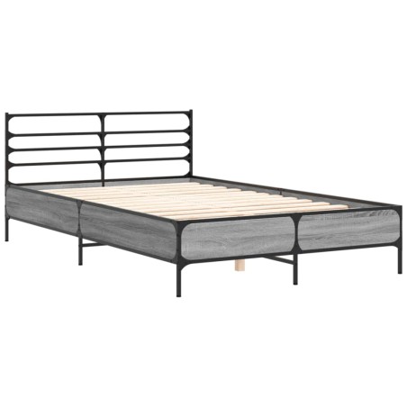 vidaXL Estructura cama madera ingeniería metal gris Sonoma 140x190 cm