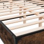 vidaXL Estructura cama madera ingeniería metal roble ahumado 160x200cm vidaXL Estructura cama madera ingeniería metal roble ahumado 160x200cm