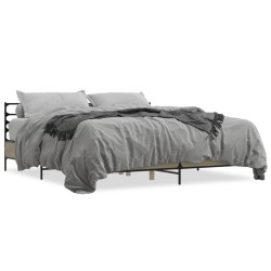 vidaXL Estructura cama madera ingeniería metal roble Sonoma 200x200 cm