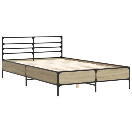 vidaXL Estructura cama madera ingeniería metal roble Sonoma 120x190 cm