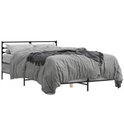 vidaXL Estructura cama madera ingeniería metal gris Sonoma 135x190 cm