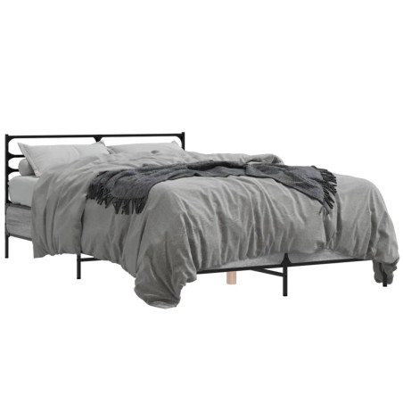vidaXL Estructura cama madera ingeniería metal gris Sonoma 135x190 cm