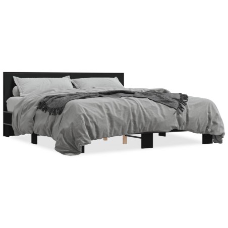 vidaXL Estructura de cama madera de ingeniería y metal negro 200x200cm