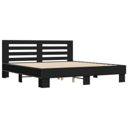 vidaXL Estructura de cama madera de ingeniería y metal negro 200x200cm