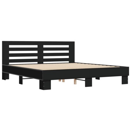 vidaXL Estructura de cama madera de ingeniería y metal negro 200x200cm