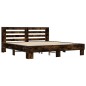vidaXL Estructura cama madera ingeniería metal roble ahumado 180x200cm vidaXL Estructura cama madera ingeniería metal roble ahumado 180x200cm