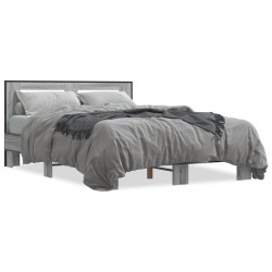 vidaXL Estructura cama madera ingeniería metal gris Sonoma 140x200 cm