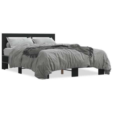 vidaXL Estructura de cama madera de ingeniería y metal negro 120x200cm