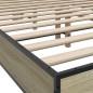 vidaXL Estructura cama madera ingeniería metal roble Sonoma 140x190 cm vidaXL Estructura cama madera ingeniería metal roble Sonoma 140x190 cm