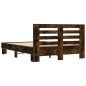 vidaXL Estructura cama madera ingeniería metal roble ahumado 135x190cm vidaXL Estructura cama madera ingeniería metal roble ahumado 135x190cm