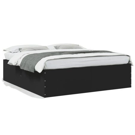 vidaXL Estructura de cama madera de ingeniería negra 200x200 cm