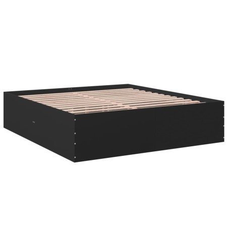 vidaXL Estructura de cama madera de ingeniería negra 200x200 cm