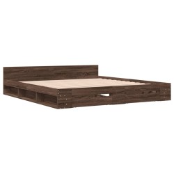 vidaXL Cama con cajones madera ingeniería marrón roble 180x200 cm