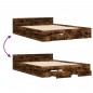 vidaXL Cama con cajones madera de ingeniería roble ahumado 160x200 cm vidaXL Cama con cajones madera de ingeniería roble ahumado 160x200 cm