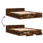 vidaXL Cama con cajones madera de ingeniería roble ahumado 140x200 cm