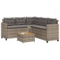 vidaXL Sofá de jardín en forma de L con mesa y cojines ratán PE gris vidaXL Sofá de jardín en forma de L con mesa y cojines ratán PE gris