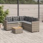 vidaXL Sofá de jardín en forma de L con mesa y cojines ratán PE gris vidaXL Sofá de jardín en forma de L con mesa y cojines ratán PE gris