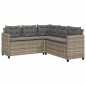 vidaXL Sofá de jardín en forma de L con mesa y cojines ratán PE gris vidaXL Sofá de jardín en forma de L con mesa y cojines ratán PE gris