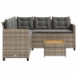 vidaXL Sofá de jardín en forma de L con mesa y cojines ratán PE gris vidaXL Sofá de jardín en forma de L con mesa y cojines ratán PE gris