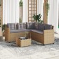 vidaXL Sofá de jardín en forma de L con mesa y cojines ratán PE beige vidaXL Sofá de jardín en forma de L con mesa y cojines ratán PE beige