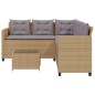 vidaXL Sofá de jardín en forma de L con mesa y cojines ratán PE beige vidaXL Sofá de jardín en forma de L con mesa y cojines ratán PE beige