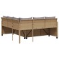 vidaXL Sofá de jardín en forma de L con mesa y cojines ratán PE beige vidaXL Sofá de jardín en forma de L con mesa y cojines ratán PE beige