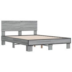 vidaXL Estructura cama madera ingeniería metal gris Sonoma 140x190 cm
