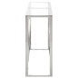 vidaXL Mesa consola acero inoxidable plateado y vidrio templado vidaXL Mesa consola acero inoxidable plateado y vidrio templado