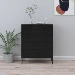 vidaXL Armario de cajones de acero negro 80x35x101,5 cm