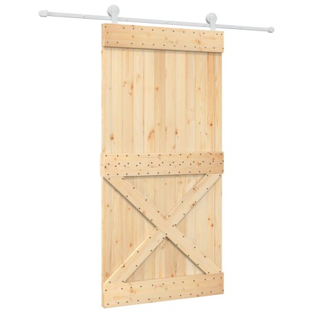 vidaXL Puerta corredera con herrajes madera maciza de pino 100x210 cm