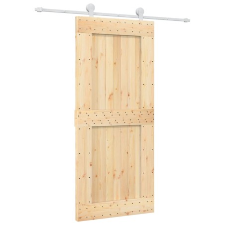 vidaXL Puerta corredera con herrajes madera maciza de pino 90x210 cm