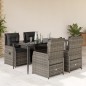 vidaXL Set comedor de jardín 5 piezas con cojines ratán sintético gris vidaXL Set comedor de jardín 5 piezas con cojines ratán sintético gris