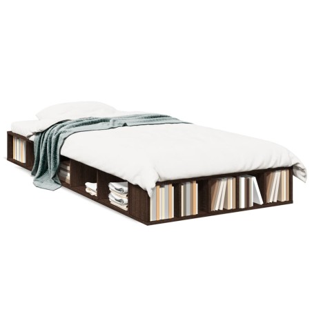 vidaXL Estructura de cama madera de ingeniería marrón roble 90x190 cm