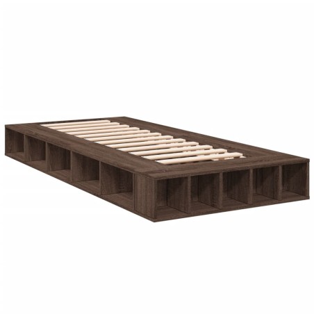 vidaXL Estructura de cama madera de ingeniería marrón roble 90x190 cm