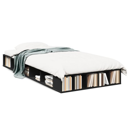 vidaXL Estructura de cama madera de ingeniería negra 90x200 cm