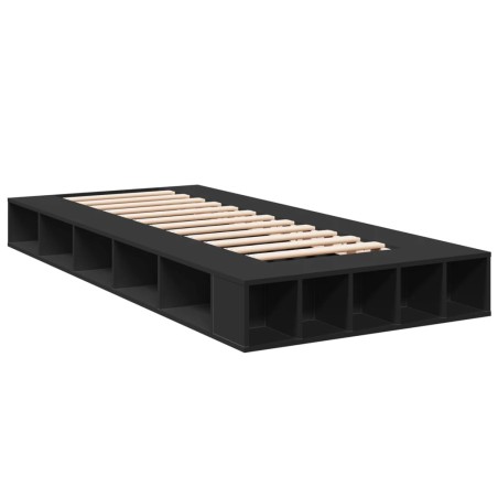 vidaXL Estructura de cama madera de ingeniería negra 90x200 cm