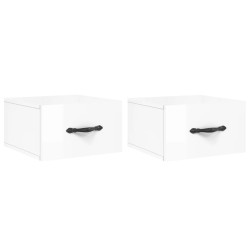 vidaXL Mesitas de noche de pared 2 uds blanco brillo 35x35x20 cm