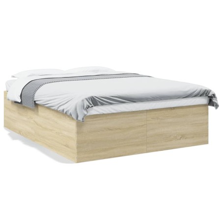vidaXL Estructura de cama madera de ingeniería roble Sonoma 160x200 cm