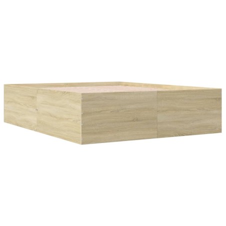 vidaXL Estructura de cama madera de ingeniería roble Sonoma 160x200 cm