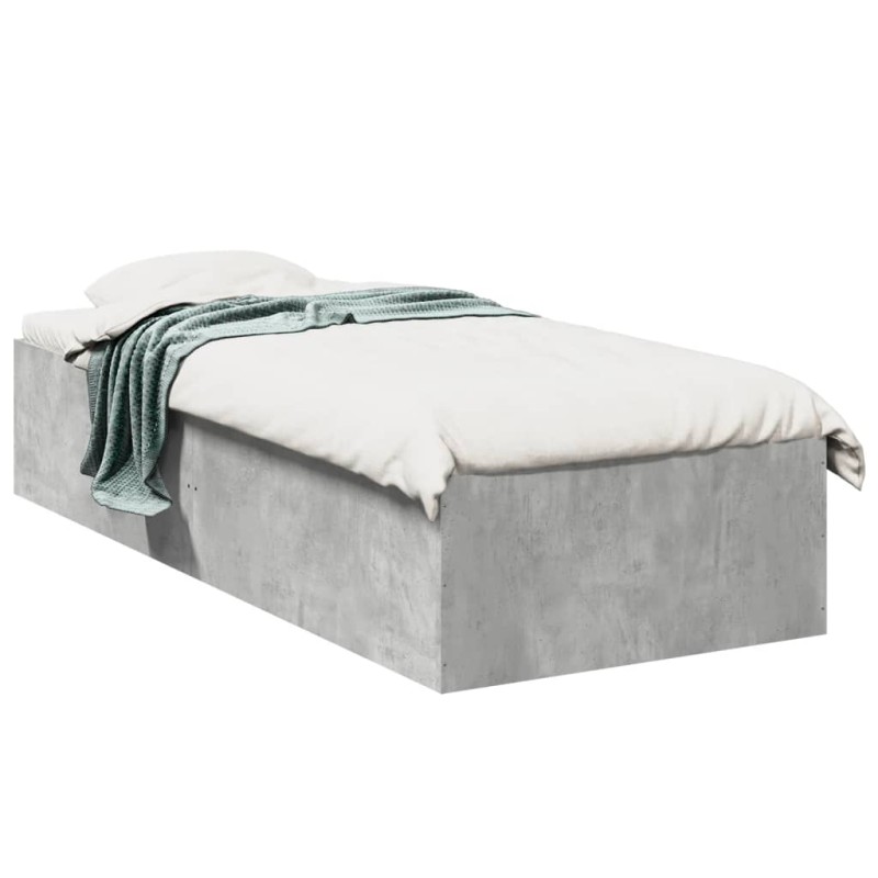 vidaXL Estructura de cama madera de ingeniería gris hormigón 100x200cm vidaXL Estructura de cama madera de ingeniería gris hormigón 100x200cm
