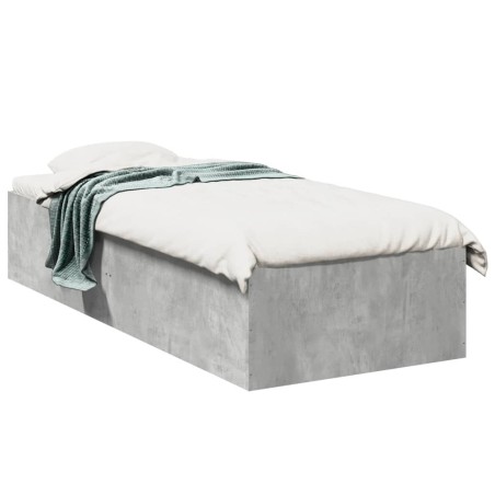 vidaXL Estructura de cama madera de ingeniería gris hormigón 100x200cm