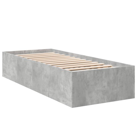 vidaXL Estructura de cama madera de ingeniería gris hormigón 100x200cm
