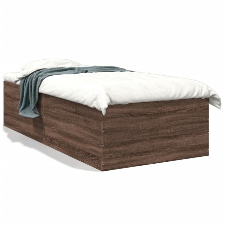 vidaXL Estructura de cama madera de ingeniería roble marrón 75x190 cm