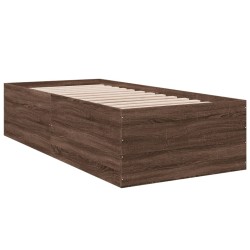 vidaXL Estructura de cama madera de ingeniería roble marrón 75x190 cm