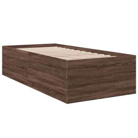 vidaXL Estructura de cama madera de ingeniería roble marrón 75x190 cm