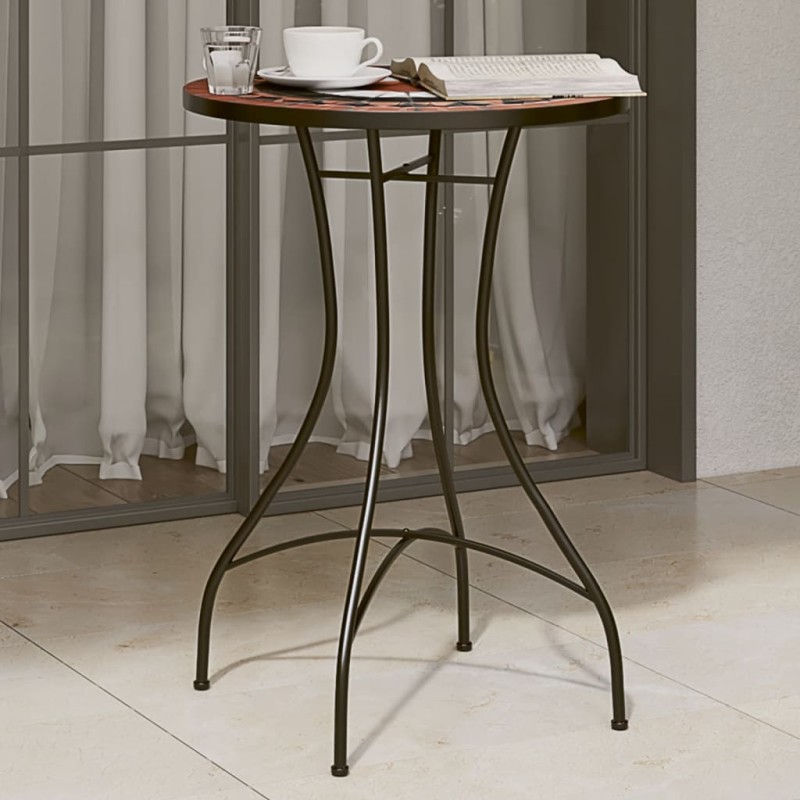 vidaXL Mesa de bistró de mosaico cerámica terracota y blanco Ø50x70 cm vidaXL Mesa de bistró de mosaico cerámica terracota y blanco Ø50x70 cm